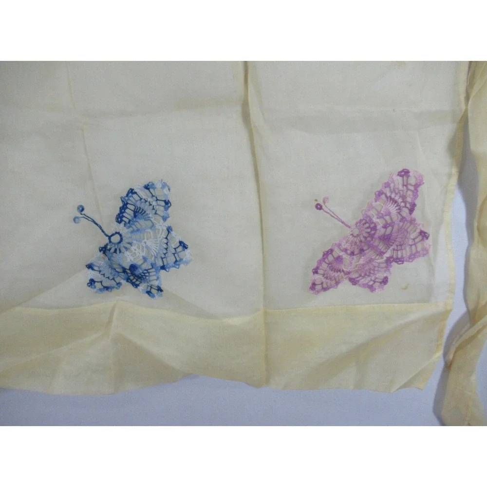 Vintage Half Hostess Apron Lot Satin Sheer Flocked Crochet Butterfly